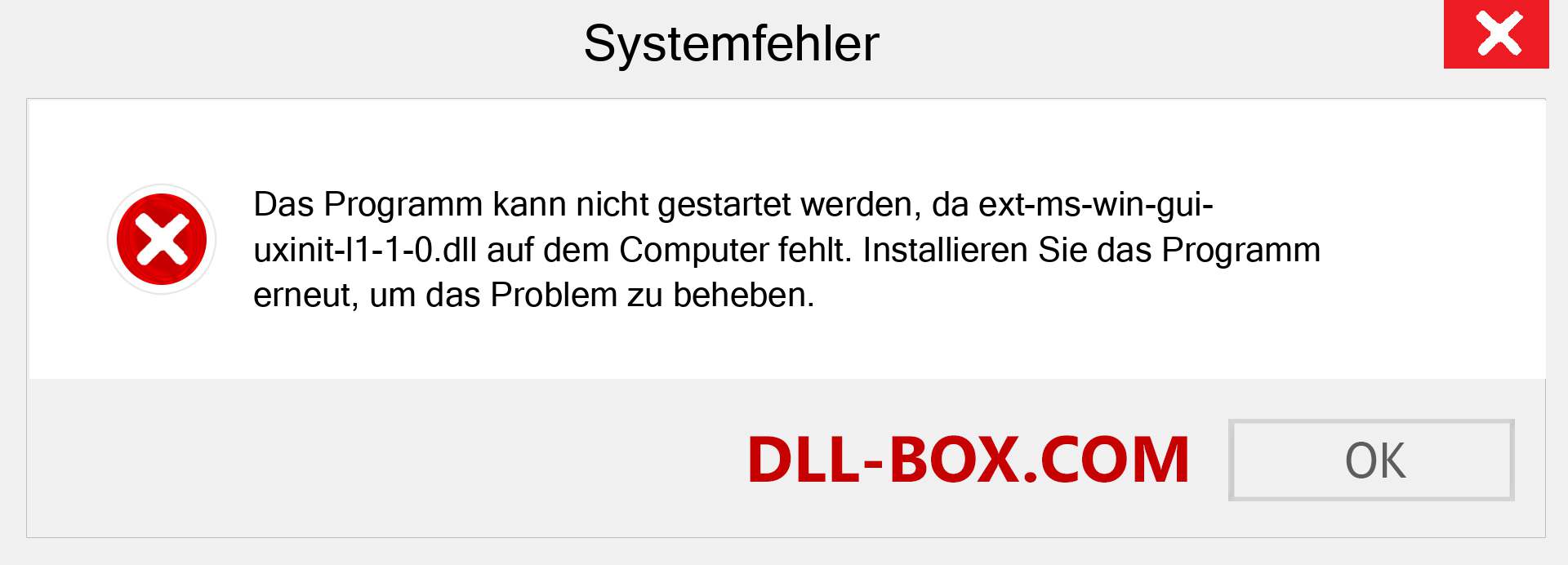 ext-ms-win-gui-uxinit-l1-1-0.dll-Datei fehlt?. Download für Windows 7, 8, 10 - Fix ext-ms-win-gui-uxinit-l1-1-0 dll Missing Error unter Windows, Fotos, Bildern