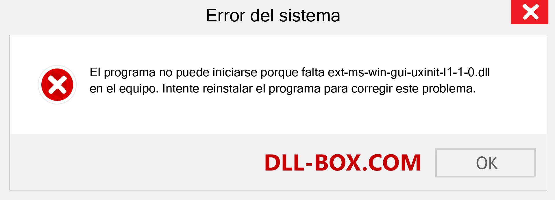 ¿Falta el archivo ext-ms-win-gui-uxinit-l1-1-0.dll ?. Descargar para Windows 7, 8, 10 - Corregir ext-ms-win-gui-uxinit-l1-1-0 dll Missing Error en Windows, fotos, imágenes