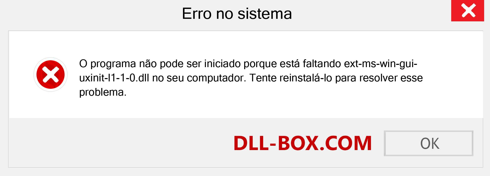 Arquivo ext-ms-win-gui-uxinit-l1-1-0.dll ausente ?. Download para Windows 7, 8, 10 - Correção de erro ausente ext-ms-win-gui-uxinit-l1-1-0 dll no Windows, fotos, imagens